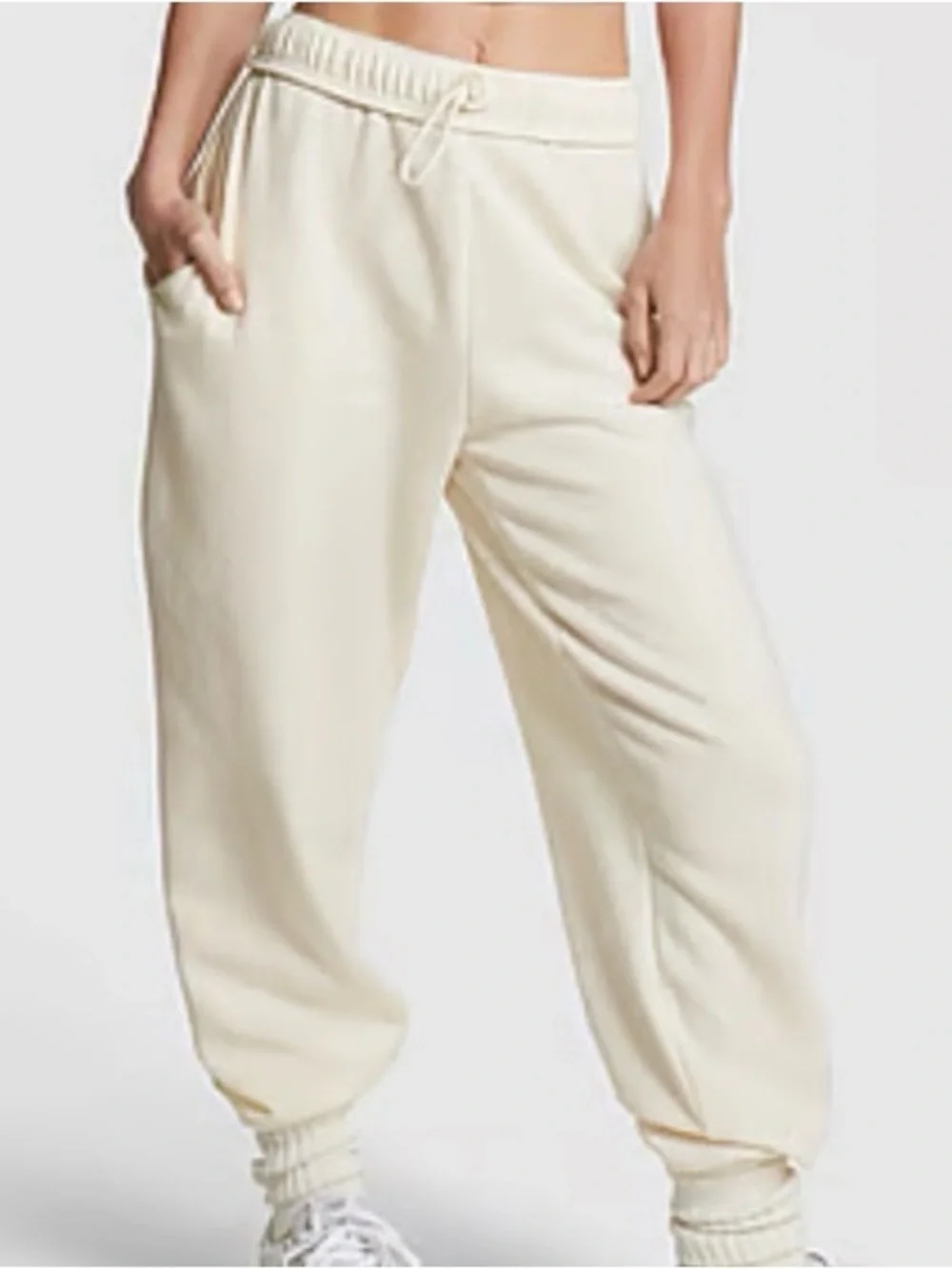 New Victoria’s Secret Pink Joggers (XXL) Cream Casual Pants NWT - Picture 1 of 1